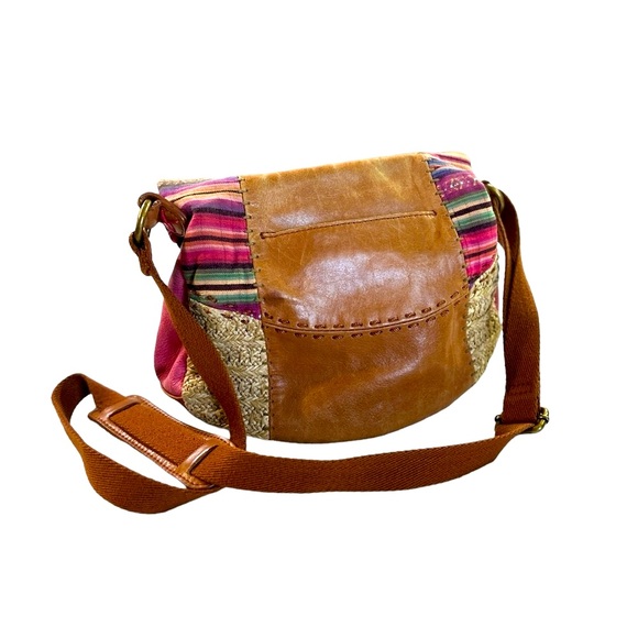 The Sak Deena Leather Boho Crossbody Fold Over Zip Bag - Picture 7 of 15